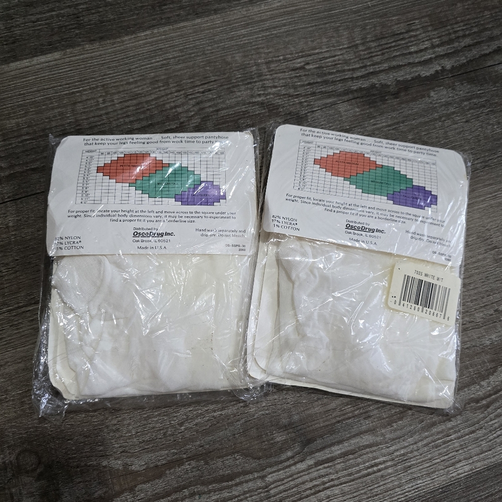 Sheer support by Osco white panty hose medium tall - new Vintage